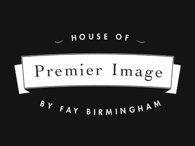 House of Premier Image - Blackout banner logo minimalistic simple sophisticated vintage white on black