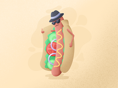 Suspicious Hot dog art character drawing illustration kawaii procreate