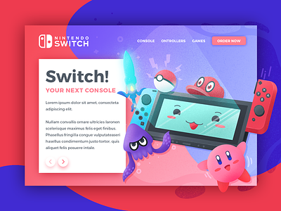 Nintendo Switch | Landing Page art console cute design game gaming handdrawn illustration landing landing page logo nintendo page procreate switch ui ux web website