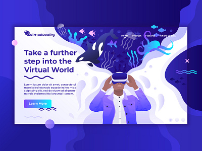 Virtual Reality | The Ocean business goggles illustration landing man ocean technology ui uiux virtual reality virtualreality vr website