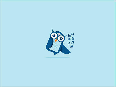 Social Media Smart Owl Tablet icon. brand cartoon icon illustration logotype mark owl smart social media tablet