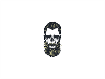 Bearded Skull Icon. beard design icon illustration logotype man mark skull