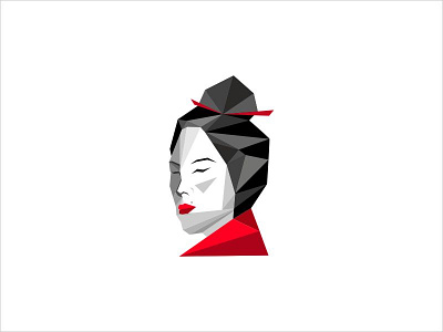 Geisha Polygonal Art Logo. abstract design geisha icon illustration lines logotype mark polygonal art