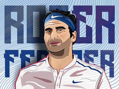 Roger Federer Digital Illustration. character illustration graphic design illustration legend lines tennis vector art