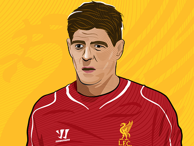 Steven Gerrard Digital Art. character illustration football graphic design illustration legend lines vector art