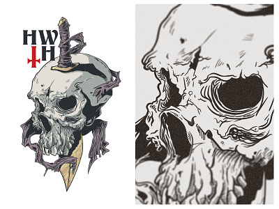 Halfway To Hell Graphic T-Shirt branding design illsutration illustration skull tattoo vector