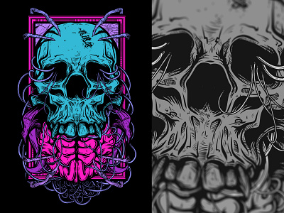Purple design illsutration illustration skull vector