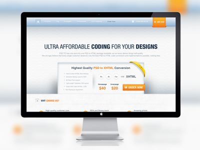PSD to HTML Website Design black design home homepage html interface kit now order psd to ui website xhtml