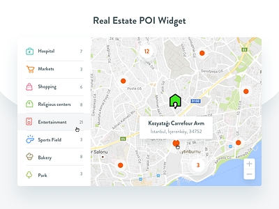 Poi Widget For Real Estate google map map ui design poi point map ui widget