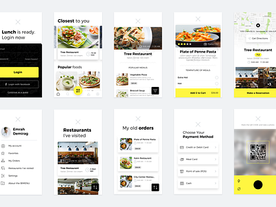 Restaurants app app ios iphone list payment restaurant system ui ux yellow