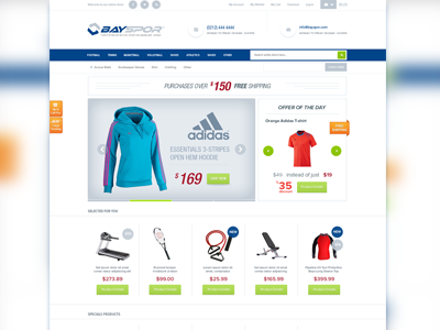 Sports Equipment E Commerce Theme Design