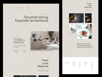 Restaurant webpage layout