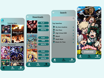 Anime UI app app design mobile ui uiux ux