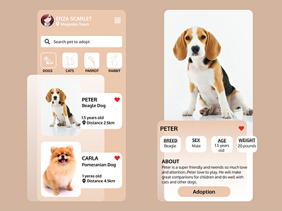 Pet Adoption UI App app design mobile uiux