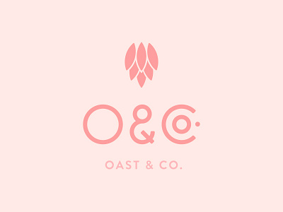 Oast & Co. beer brand branding custom type feminine hops logo pink wordmark