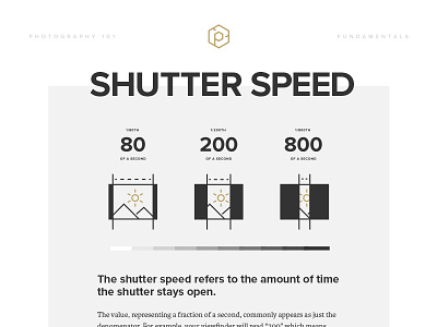 Shutter Speed gold greyscale guide layout logo manual photography shutter shutter speed typography