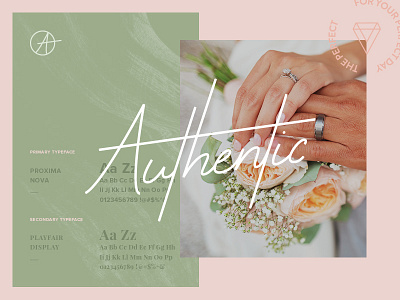 Authentic feminine flowers green logo logo design minimal pink typography wedding