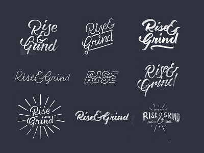 Rise & Grind Logo Sketches branding lettering logo logo design logotype process sketches