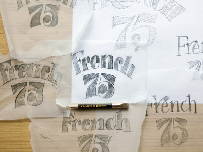 French 75 Lettering Process hand lettering hand lettering logo lettering pencil sketch process type design typography