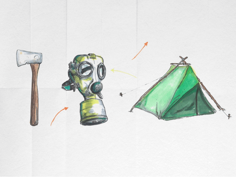 Survival Marker Renderings gas mask illustration marker prismacolor survival tombow
