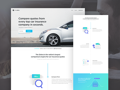 New Zebra Homepage animations auto blue compare consumer gradient homepage icons illustrations insurance landing page purple