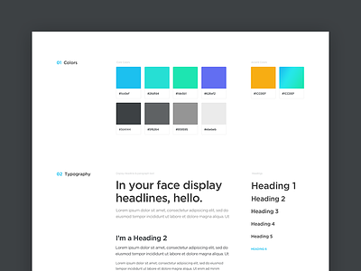 Styleguide colors fonts headings interactive styleguide web