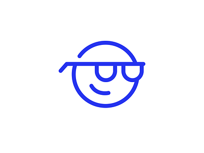 Smiley blue face icon simple smiles sunglasses