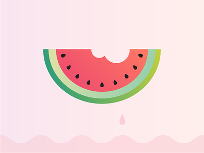 Watermelon Day daily illustration design food fruit gradient green illustration pink simple watermelon