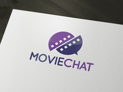 Movie Chat Logo Template brand branding chat cinema clean corporate creative film identity logo movie purple round