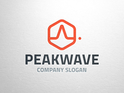 Peak Wave Logo clean corporate identity letterpress logo peak photoshop red template vector wave