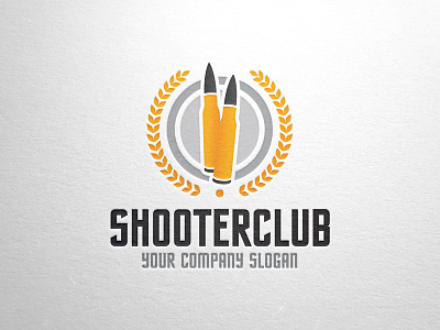 Shooter Club Logo bullets laurel wreath logo psd shooter stock template vector