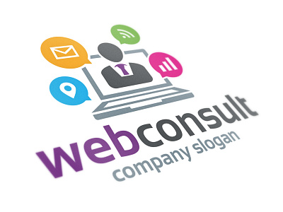 Web Consult Logo Template consult internet laptop logo marketing online vector web