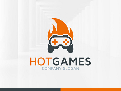 Hot Games Logo Template controller fire flame game games hot logo template vector