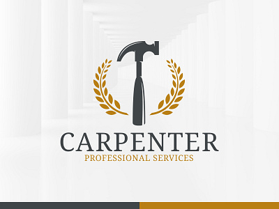 Carpenter Logo Template carpenter carpentry hammer laurel logo template vector wreath