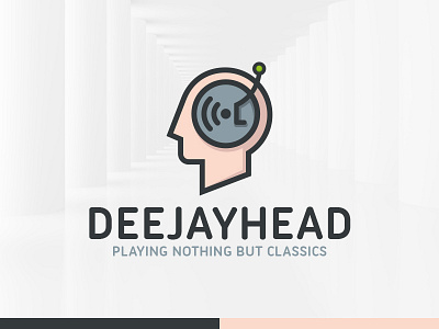 Dj Head Logo Template deejay dj head human logo music template vector vinyl