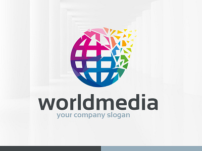 World Media Logo Template blast globe logo particles pixels template vector world