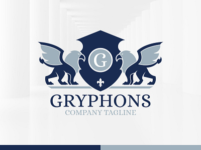 Gryphons Logo Template crest griffin gryphon letter logo shield template vector