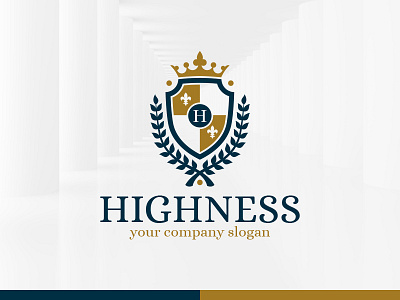 Highness Royal Crest Logo crest crown laurel wreath letter logo royal shield template vector