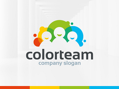 Color Team Logo Template colorful colors happy logo people template vector