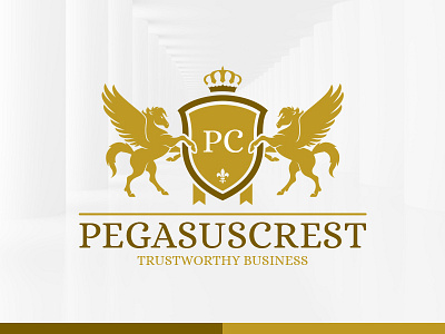 Pegasus Crest Logo Template crest horse letter logo pegasus template vector wing