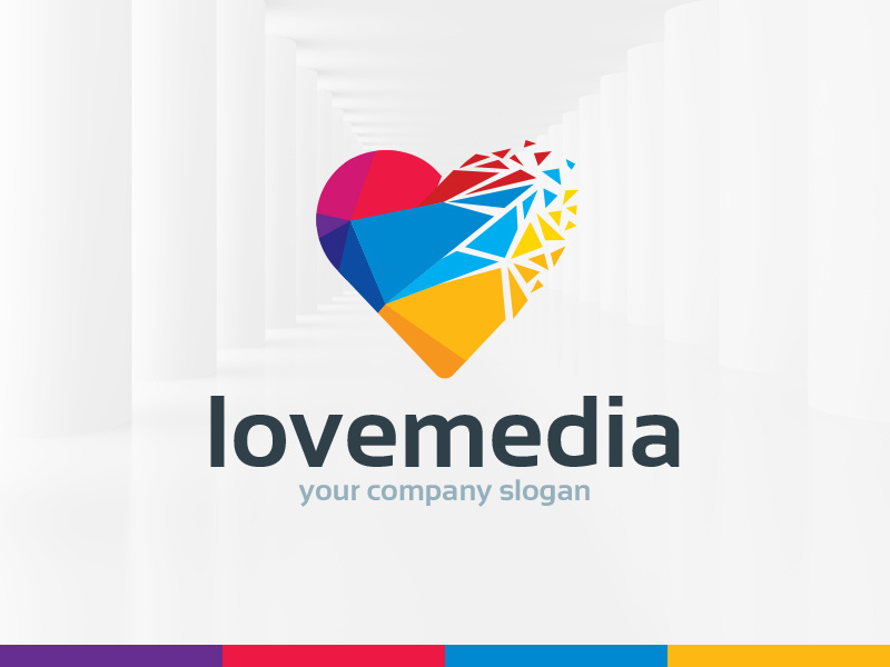 Love Media Logo Template colorful vector dating shattered template logo break heart media love
