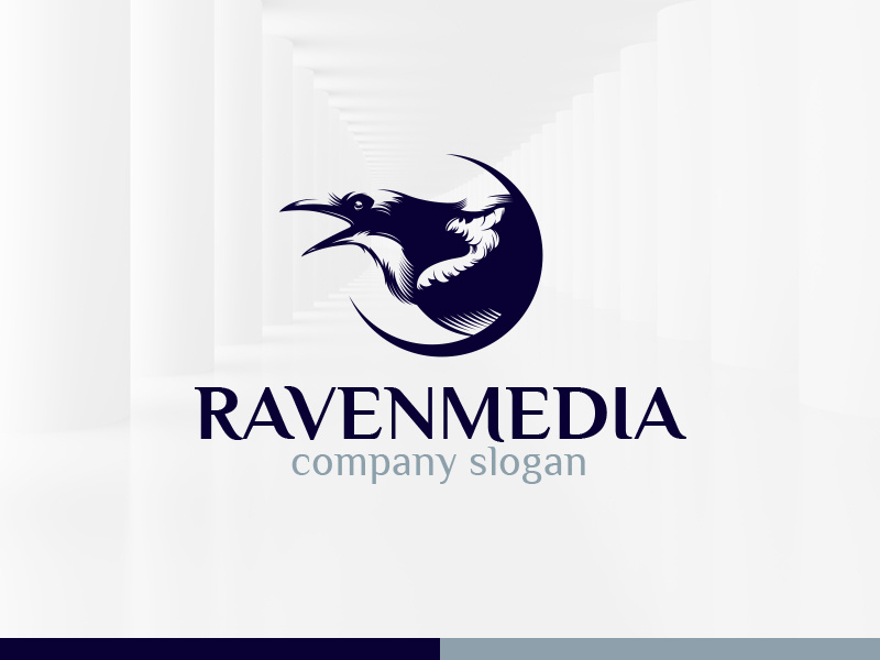 Raven Media Logo Template sale eps psd vector template logo bird raven
