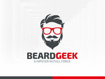 Beard Geek Logo Template beard geek glasses hipster logo man mustache nerd template vector