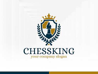 Chess King Logo Template bishop chess crest crown logo sale template vector