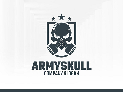 Army Skull Logo Template gas gasmask logo mask psd shield skull template vector