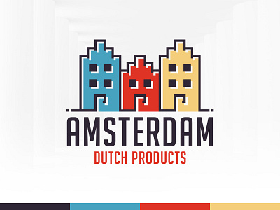 Amsterdam Houses Logo Template amsterdam city holland houses logo souvenirs template vector