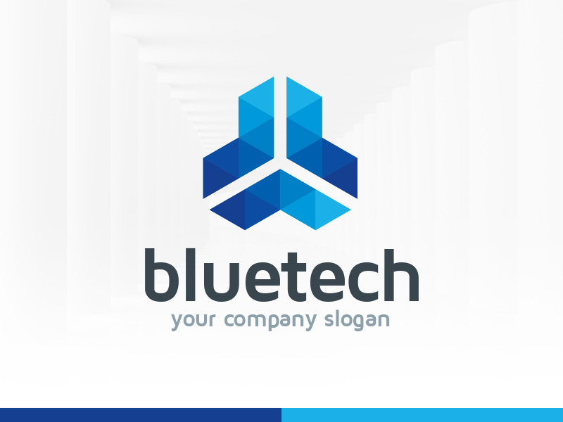 Blue Tech Logo Template psd vector tech blue template logo symmetry triangle