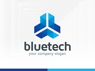 Blue Tech Logo Template blue logo psd symmetry tech template triangle vector