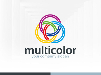 Multi Color Logo Template circles colorful logo psd rings symmetry template vector