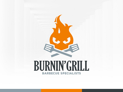 Burning Grill Logo Template barbecue bbq fire flame grill logo skull template vector